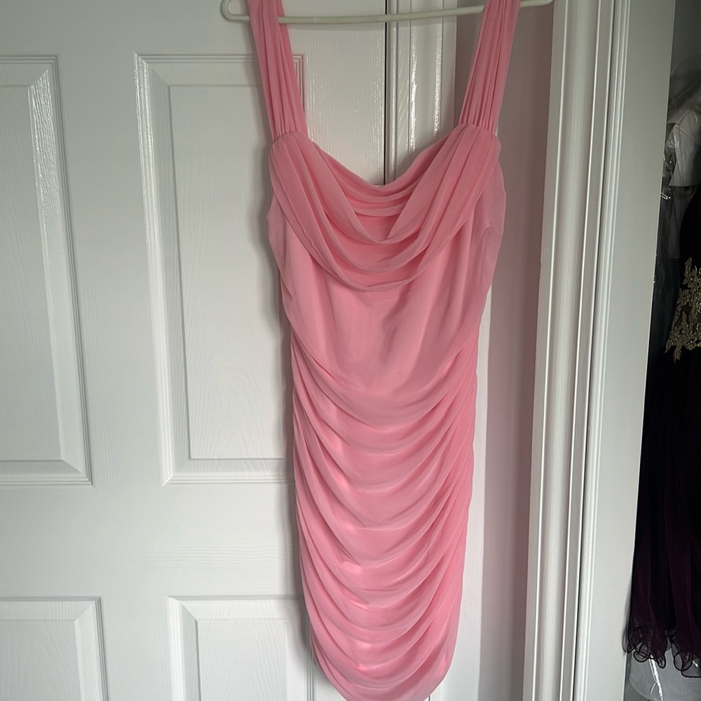 Off the shoulder pink maxi dress perfect for a date party